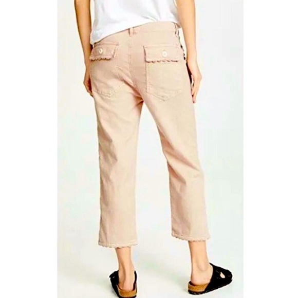 THE GREAT. Linen Cargo Straight Leg Cropped Pants - Picture 4 of 17